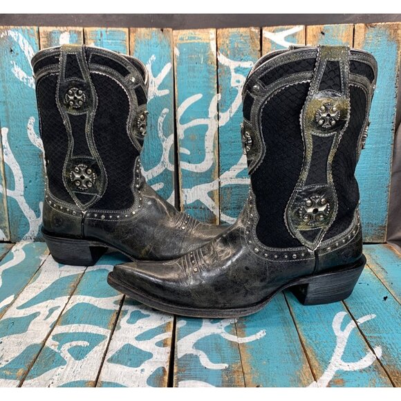 Ariat Shoes Ariat Boots Women 7b Distress Black Marble Leather